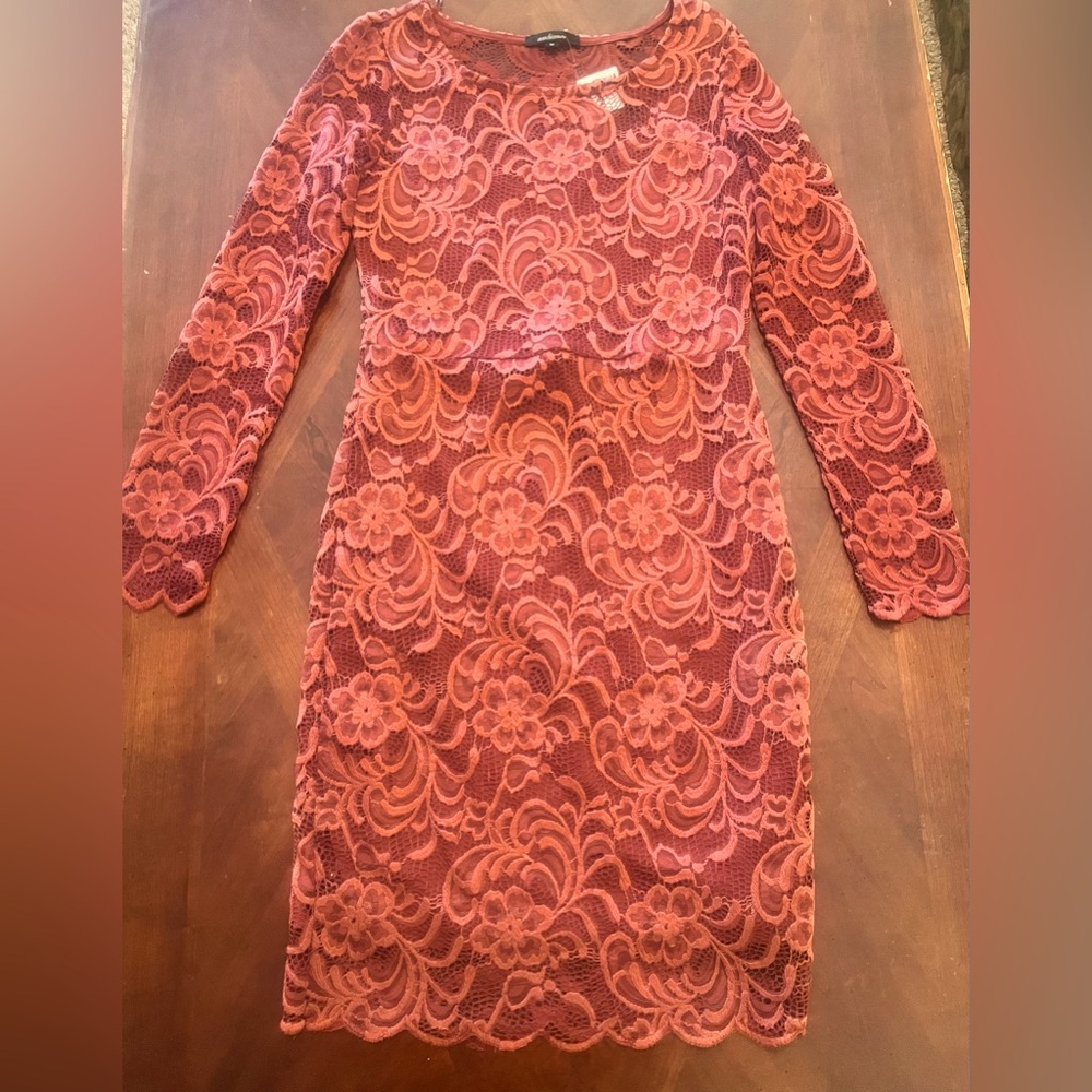 Elegant Ambiance brand Lace Dress in rust color/size M